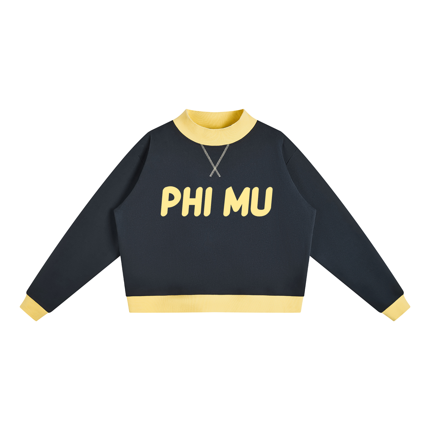 Navy Blue with Yellow Bubble Text Mockneck
