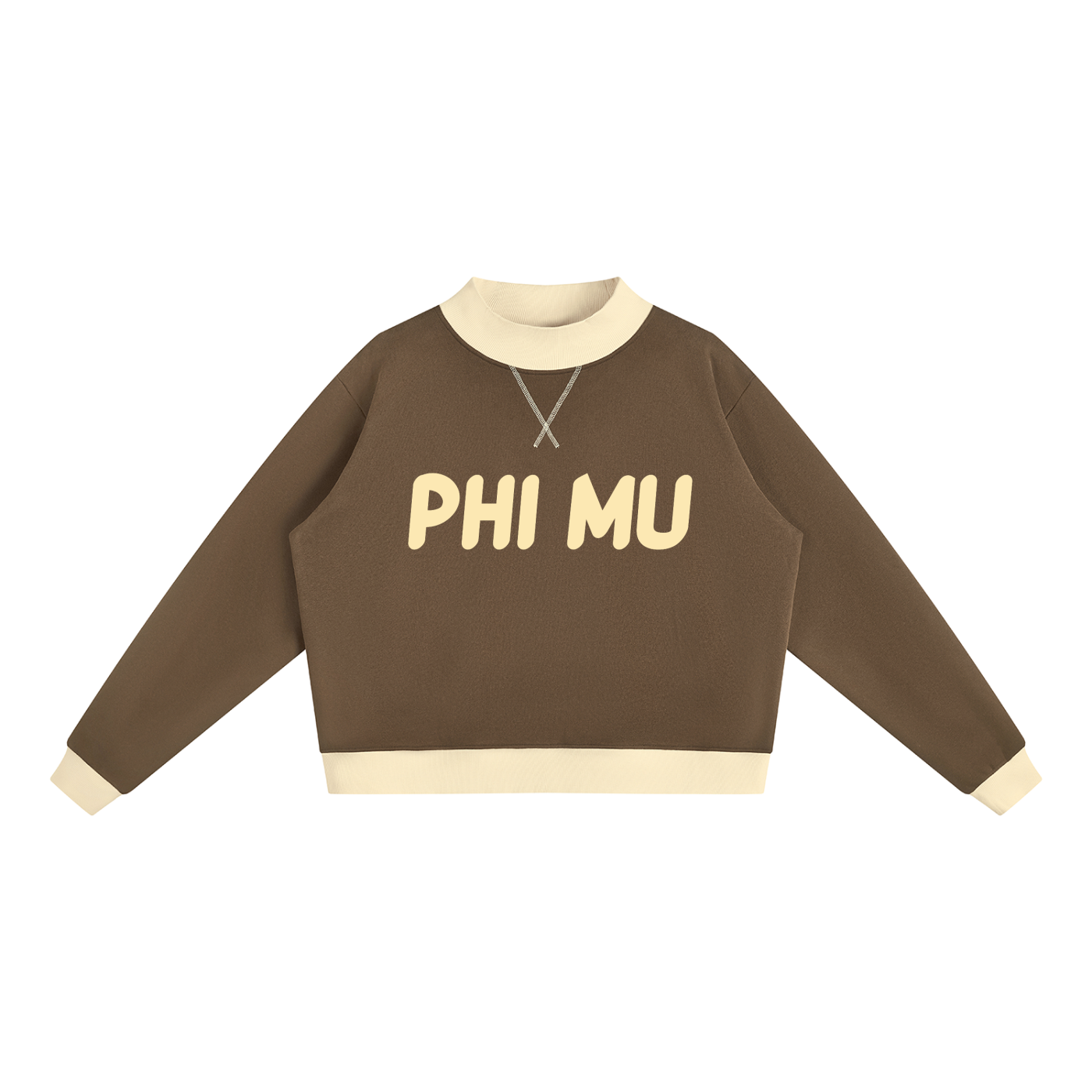 Brown with Apricot Bubble Text Mockneck